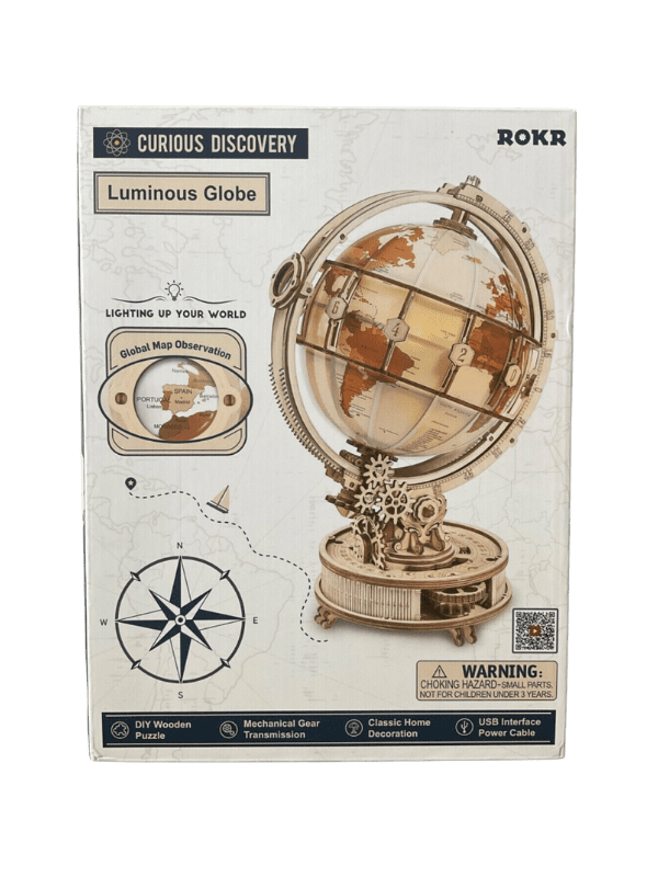 ROKR 3D Wooden Puzzles for Adults Illuminated Globe with Stand 180pcs 3D 