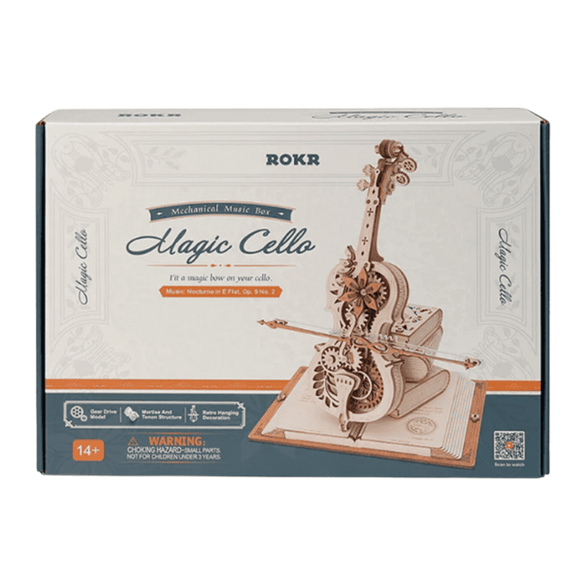 ROKR 3D Wooden Puzzle – Magic Cello Piano Mechanical Music Box, DIY Model Kit